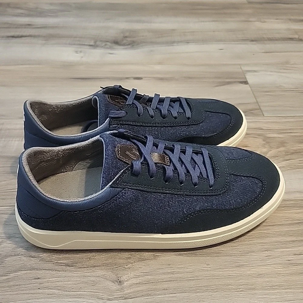 OluKai Puliki Vintage Indigo Suede Textile‎ Lace Up Casual Sneakers Men 8.5 NEW